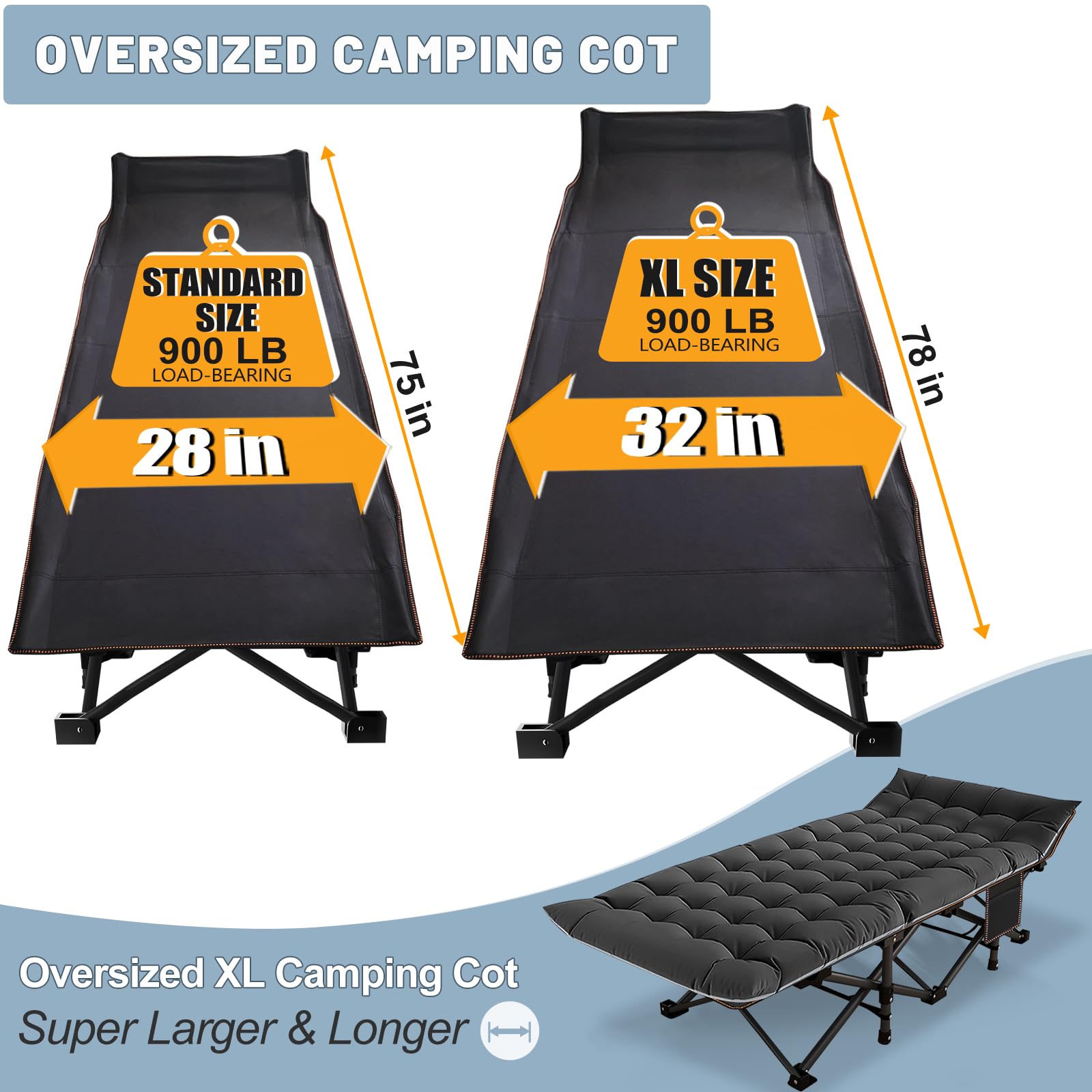 Amazon.com: Slsy Oversized XXL Folding Camping Cot for Adults with